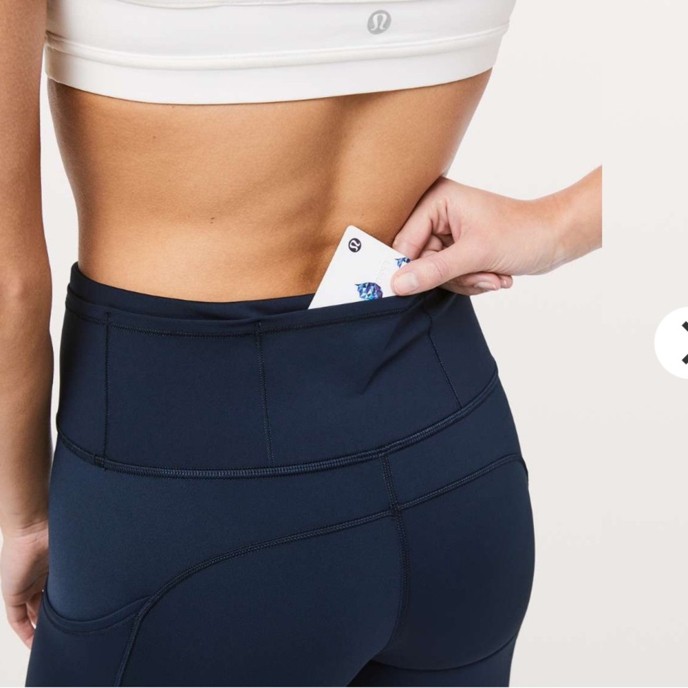 Lululemon fast and free tights peloton logo navy blue 8 - Picture 4 of 15